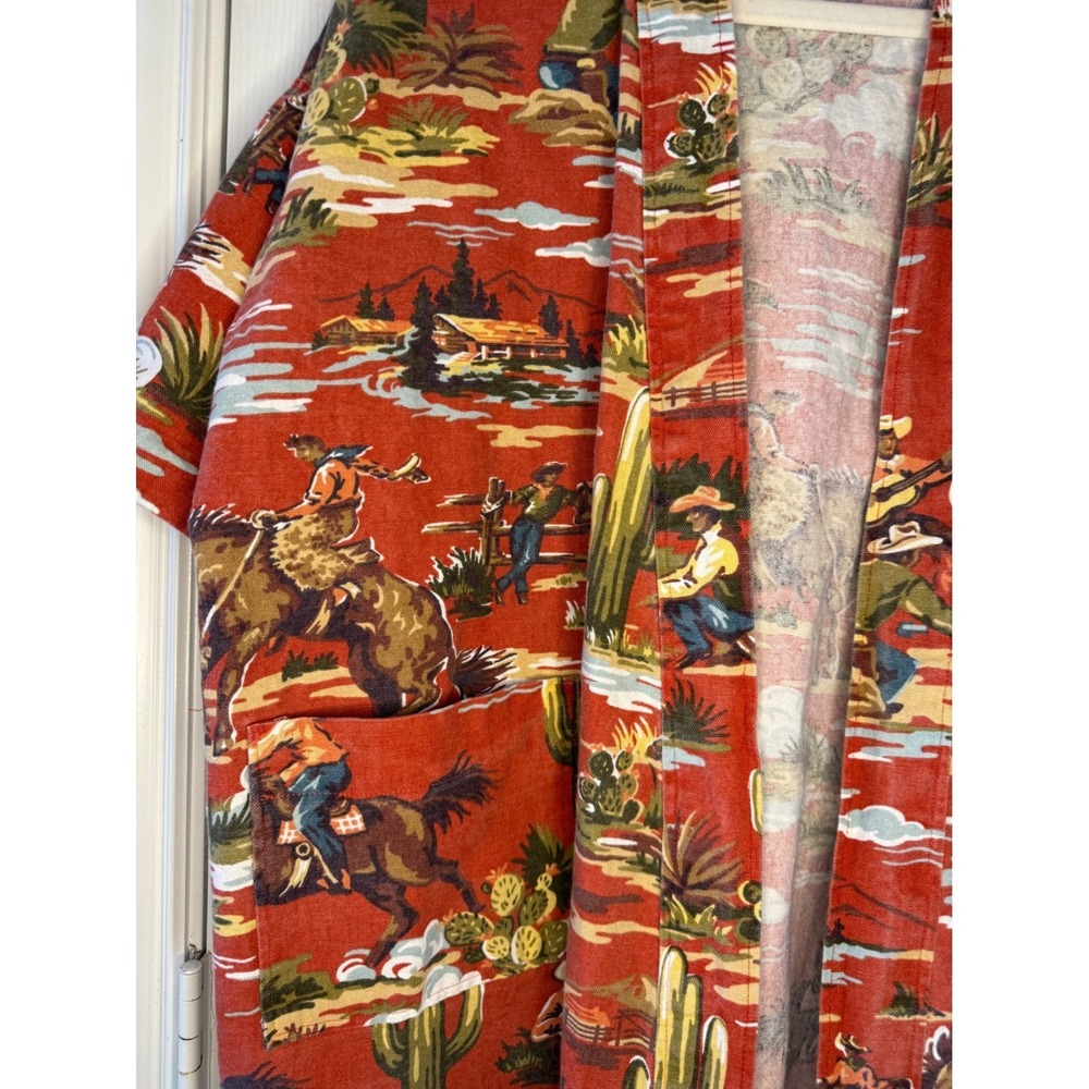 Western Desert Duster Kimono Jacket Cowboy Cactus Print Southwestern Boho - Picture 3 of 10
